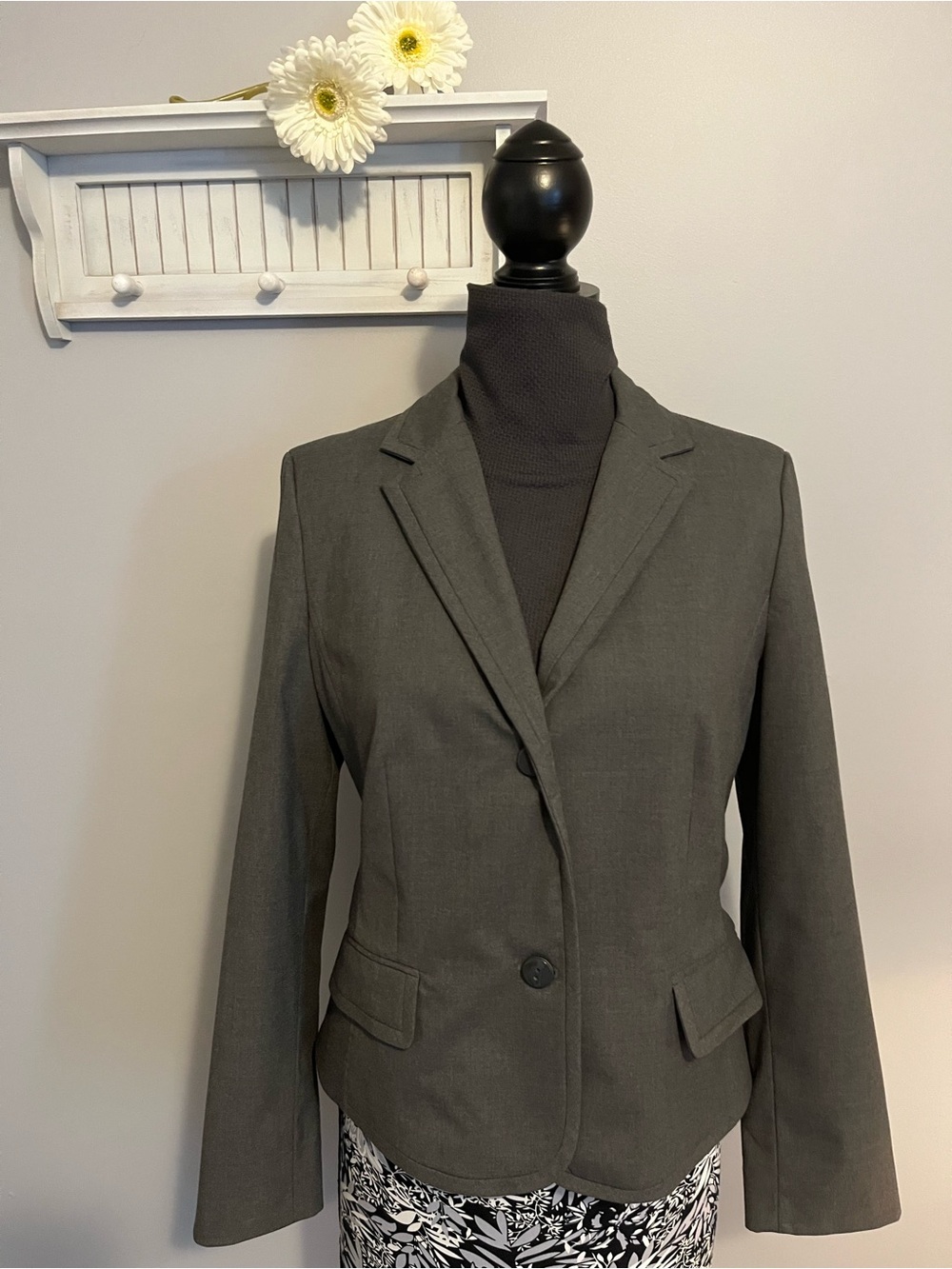 Liz Claiborne Dark Gray Single-Button Blazer
